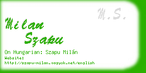 milan szapu business card